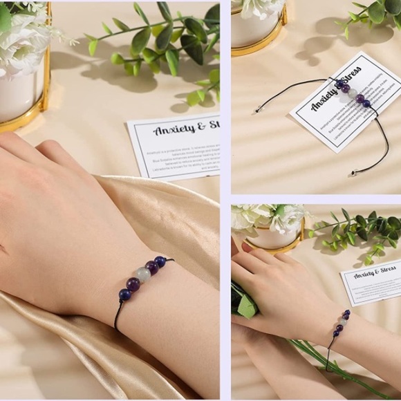 NWT 💕Anxiety Relief 💕 Calm and Serenity Support Healing Gemstone Bracelet - Picture 3 of 3